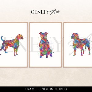 Boxer Watercolour Art Print - Set of 3 Prints -  Boxer Prints, Gift for Dog Lover, Gift for Her, Boxer Wall Art Decor, Housewarming Gift