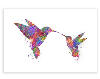 Mother and Baby Hummingbird Watercolour Print - Family Quote Watercolor Art - Nursery Wall Art - Nursery Decor - Kids Birthday Gift