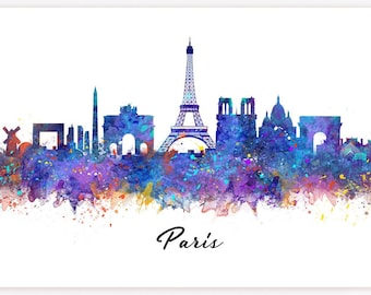 Paris Skyline Watercolor Art Print