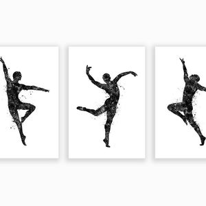 Male Dancer Black and White Art Print - Set of 3 Prints - Male Ballet Dancer Portrait - Dance Studio Decor - Male Dancers Dancing Room Decor