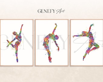 Lyrical Dance Watercolour Art Print - Set of 3 Prints - Dancing Portrait - Dancer Portrait - Dancing Poster - Dance Studio Decor