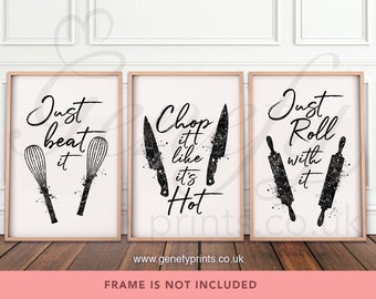 Kitchen Quote Watercolor Prints: Set of 3 Food & Drink Art
