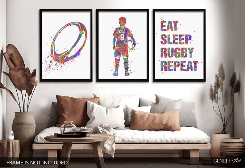Watercolour Rugby Posts Rugby Player Watercolour Art Print - Set of 3 Prints - Etsy