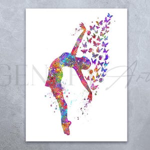 Lyrical Dancer Artistic Watercolour Art Print - Ballet Dance Decor - Elegant Dancing Print - Girls Room Decor - Dance Studio Decor