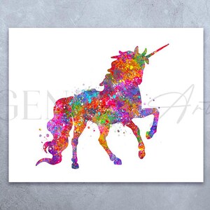 Unicorn Watercolour Art - Unicorn Print - Unicorn Art - Unicorn Painting - Girls&#39;s Room Decor - Nursery Decor - Nursery Prints