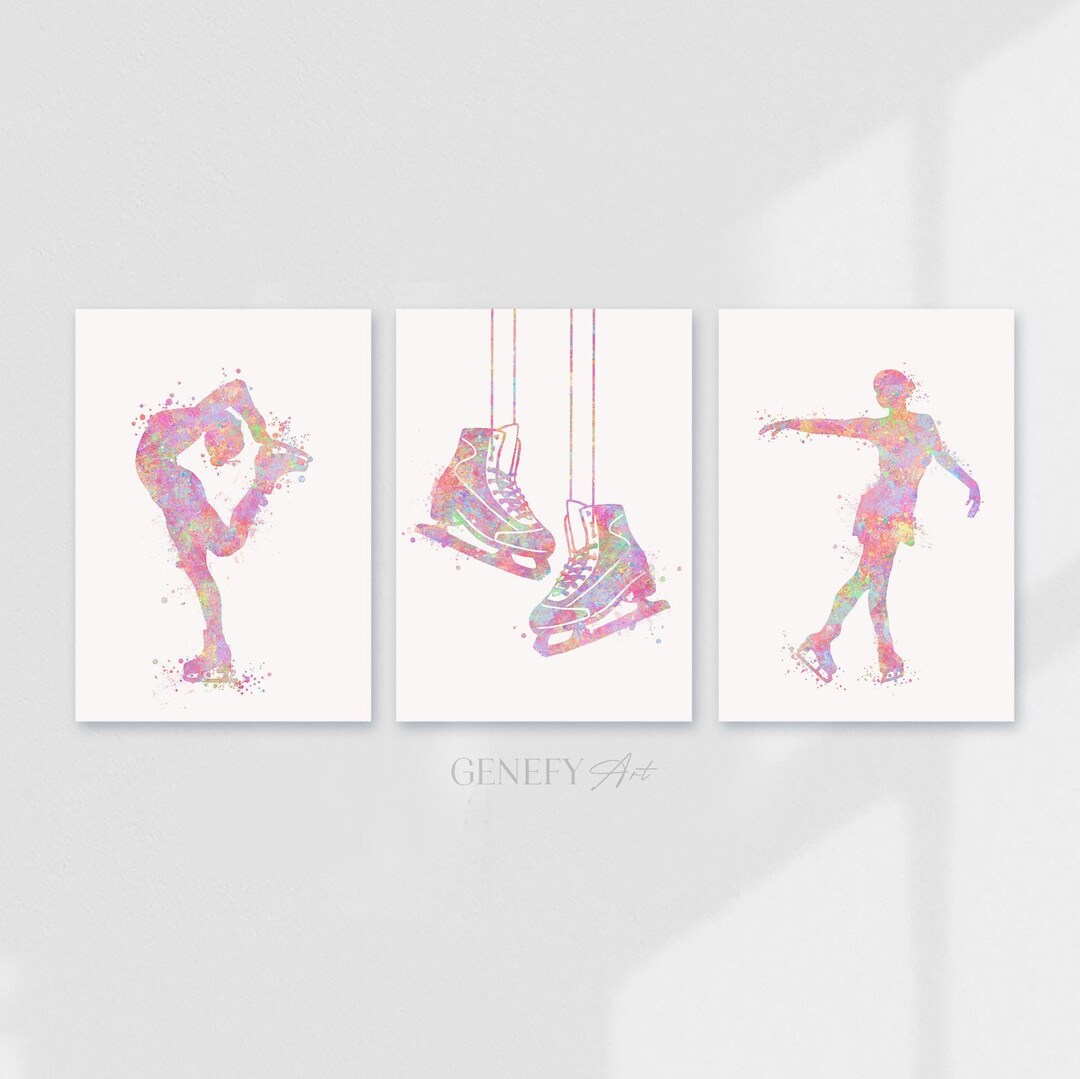 Ice Skating Watercolor Art Print Set: Sports Fan Decor - Etsy