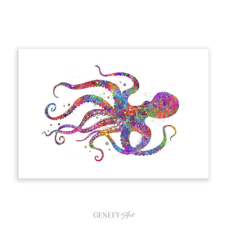 Octopus Watercolour Art Print Octopus Abstract Art Octopus Prints Octopus Poster Sea Life Poster Sea Life Watercolour image 1