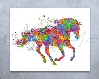 Impresión artística de acuarela de caballo: regalo ecuestre