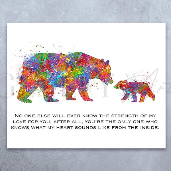 Baby Bear Watercolor Print: Family Quote Nursery Art