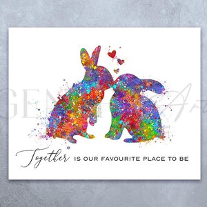 Kaninchen Liebe Zitat Aquarell Kunstdruck - Kaninchen Paar Druck - Paar Drucke - Paar Porträt - Jahrestag Geschenk - Valentinstag Geschenk