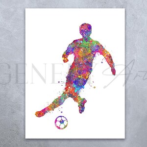 Soccer Watercolor Art Print  - Male Soccer Poster - Gift for Son - Soccer Poster - Soccer Wall Decor - Soccer Artwork- Boy nursery decor