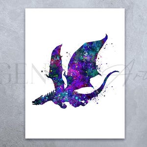 Dragon Watercolour Art Print - Dragon Nursery Wall Art - Dragon Nursery Decor - Dragon Poster - Dragon Prints - Dragon Wall Art