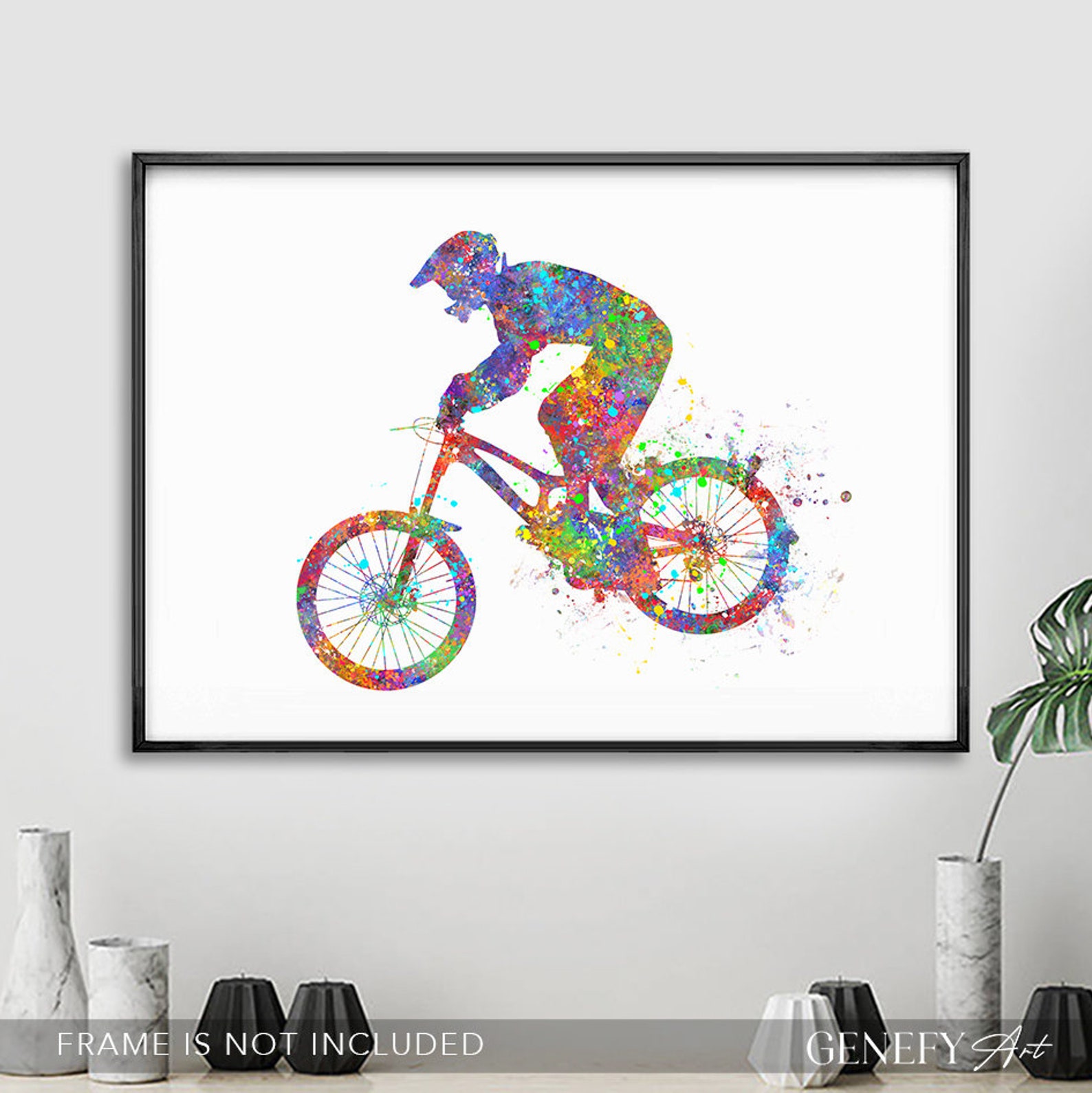 Downhill Mountain Biking Watercolour Print Mountain Biking Etsy