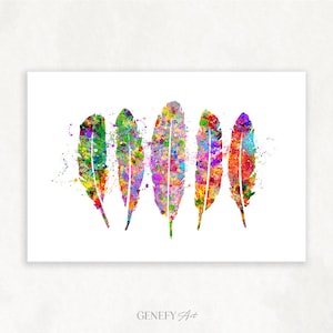 Feathers Watercolor Art Print  - Feathers Abstract Art - Feathers Wall Art - Bedroom Decor Ideas - House Warming Gift Ideas