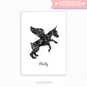 Personalised Black and White Miniature Pinscher Watercolour Art Print - Miniature Pinscher Prints , Gift for Dog Lover, Dog Wall Art