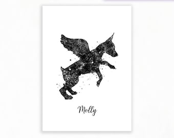 Personalized Miniature Pinscher Watercolor Art Print: Black and White Dog Wall Art