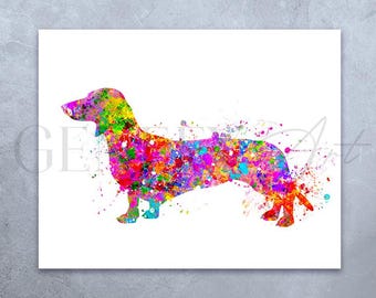 Dachshund Watercolor Art Print - Dachshund Portrait - Dachshund Prints - Gift for Dog Lover - Gift for Her - Housewarming Gift Ideas