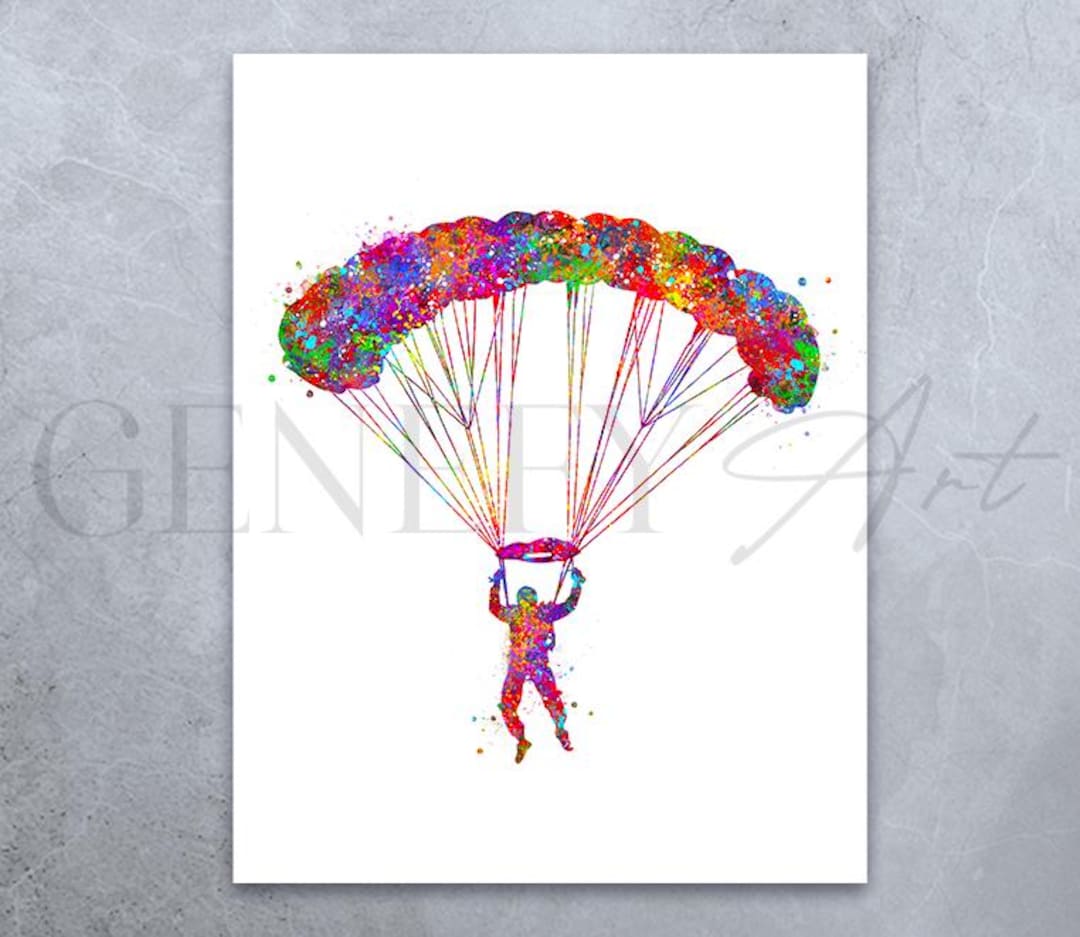 Skydiver Watercolor Art Print: Skydiving Poster - Etsy