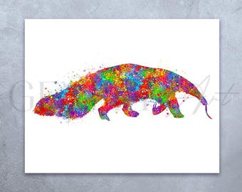 Anteater Watercolor Art Print: Colorful Wildlife Poster