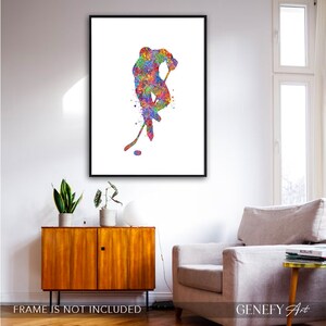 Ice Hockey Player Wall Art Ice Hockey Player Watercolor Print Winter Sports Watercolor Art Gift for Him Ice Hockey Gift image 3