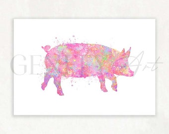 Pig Watercolour Art Print - Pig Prints - Farm Animal Prints