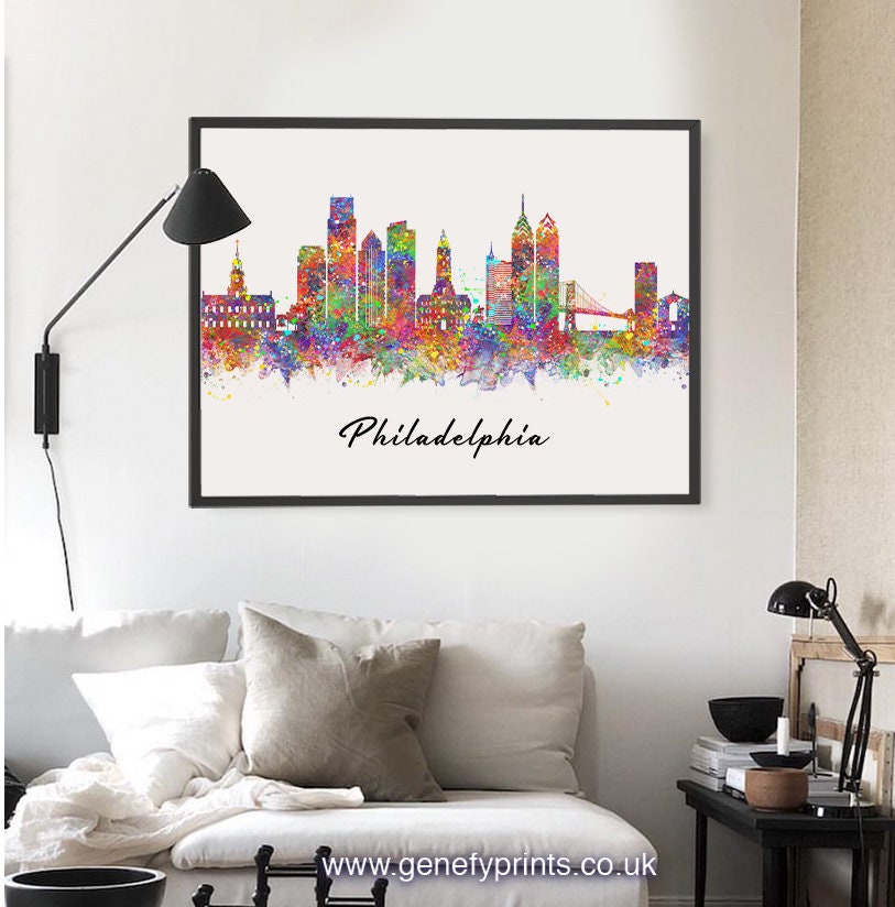 Philadelphia Skyline Watercolour Art Print Philadelphia | Etsy UK