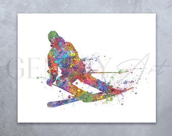 Ski Aquarell Print: Wintersport Kunst