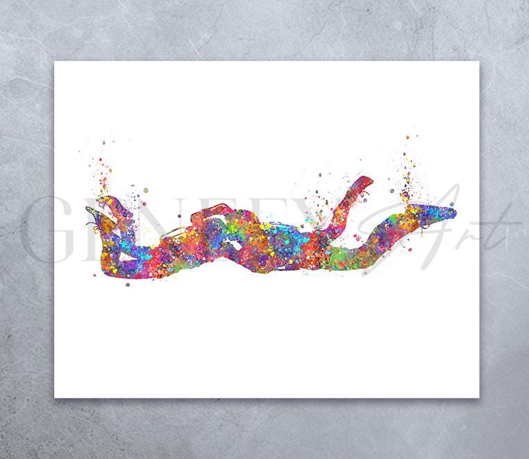 絵画+タペストリー Sky Diving Amazon.com: Parachute Watercolor Wall Jump Hanging Skydiving