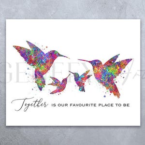 Hummingbird Family Watercolour Art Print - Hummingbird Family Print - Family Portrait - Family Gift - Hummingbird Family Gift