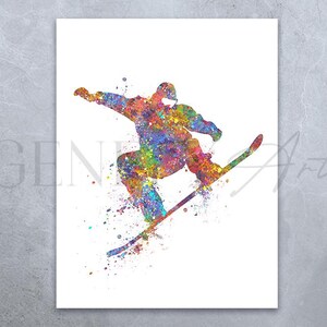 Snowboarding Wall Art - Snowboarder Watercolor Print - Snowboard Watercolor Print - Winter Sports Watercolor Art - Gift for Him