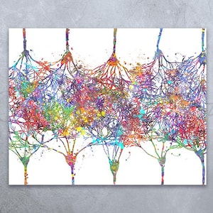 Cortical Neurons Watercolor Print: Neocortex Anatomy Art