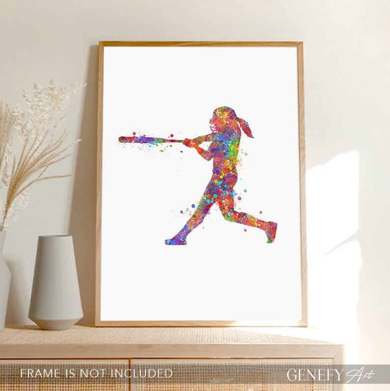 Softball Watercolor Art Print: Colorful Sports Poster - Etsy