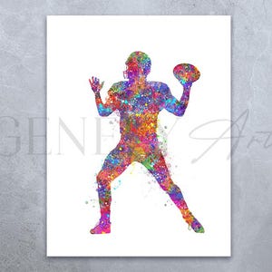 American Football Art Print: Colorful Watercolor Poster