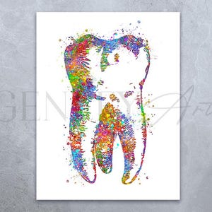 Tand aquarel Art Print, cadeau voor tandarts, tandheelkunde kunst, tandheelkundige kliniek decor tand illustratie kunst tand grafiek tandarts kantoor cadeau AS76