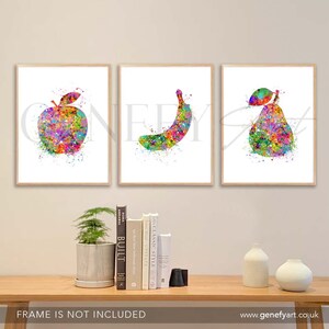 Pineapple Apple Banana Watercolor Print Set of 3 Kitchen Prints Pineapple Prints Kitchen Decor Kitchen Wall Art House Warming Gift image 2