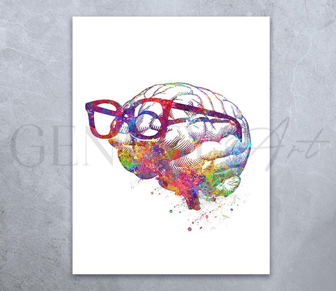 Brain Anatomy Watercolor Art Print: Science Poster - Etsy