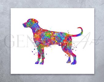 Weimaraner Aquarell Kunstdruck: Hundeportrait