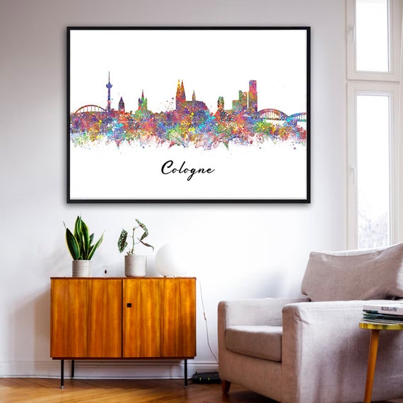 Köln Skyline Aquarell Druck Köln Stadtbild Druck Köln Skyline Poster Köln  Wandkunst Köln Wanddekoration