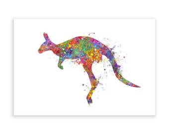 Kangaroo Watercolour Art Print - Kangaroo Print - Kangaroo Poster - Australia Wild Life Poster - Kangaroo Gift Ideas