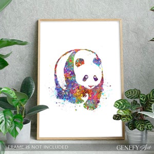 Panda Watercolor Art Print Panda Portrait Panda Wall Art Panda Poster Wall Decor Home Decor Housewarming Gift image 2