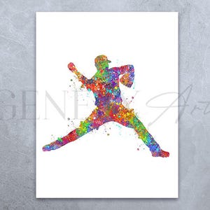 Baseball Watercolour Art Print - Baseball Sport Poster - Baseball Player Prints - Baseball Player Poster - Baseball Sports Poster