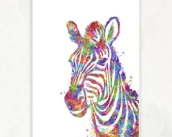 Zebra Watercolour Art Print - Zebra Watercolour Poster - Zebra Poster - Safari Animal Poster - Zebra Safari Animal Print