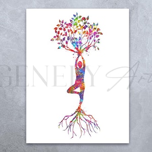 Yoga Watercolor Art Print - Yoga Poster - Wellness Wall Art - Yoga Wall Art - Gifts for Her - Yoga Studio Decor