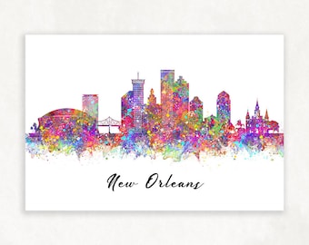 New Orleans Skyline Watercolour Art Print