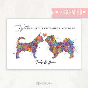 Personalized Chihuahua Couple Watercolor Art Print