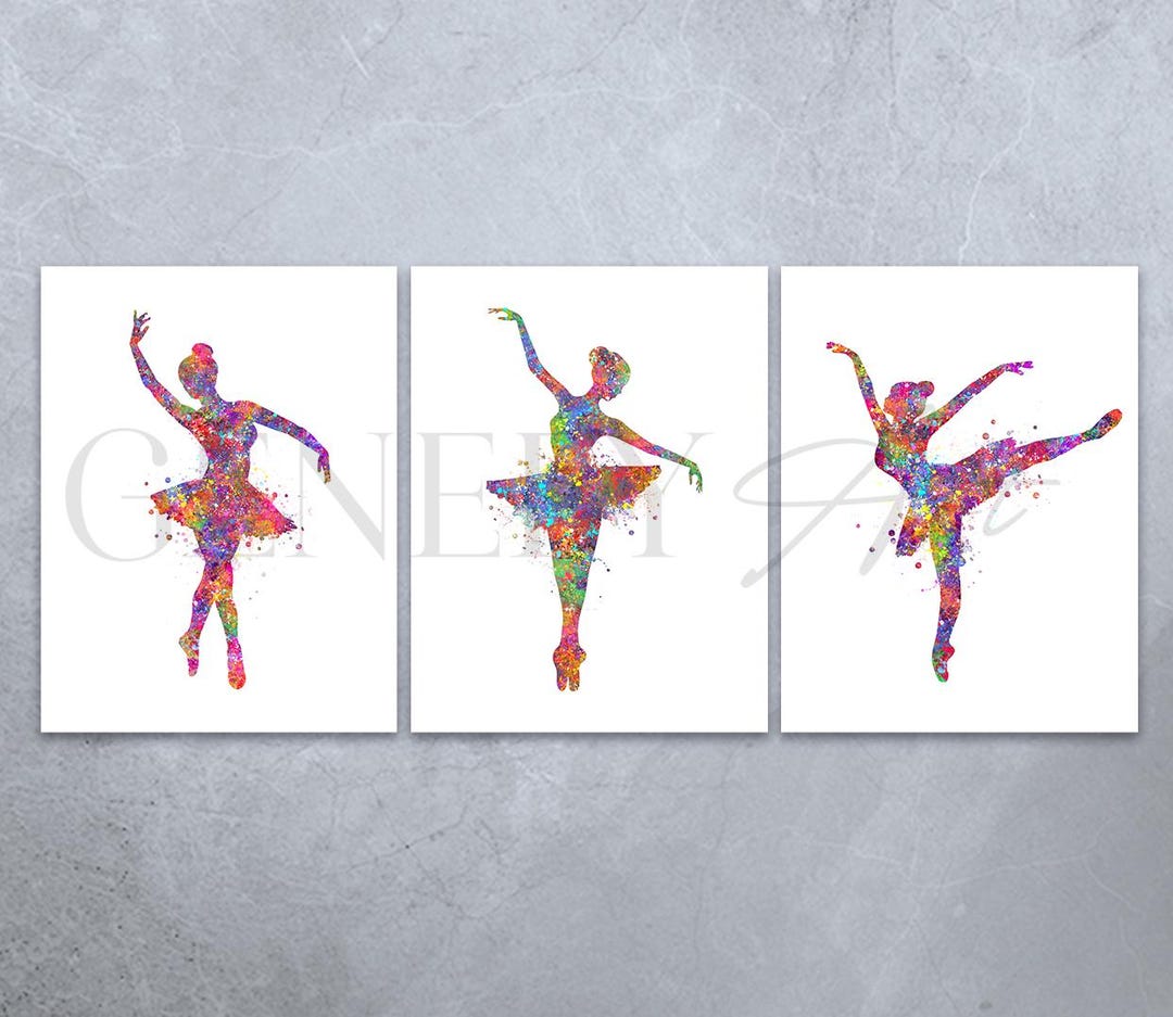 Ballerina Watercolor Art Print Set: Girls Room Decor - Etsy