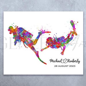 Personalisiertes Scuba Diving Paar Aquarell Print - Scuba Diving Poster - Hochzeitsgeschenk - Valentinstagsgeschenk - Scuba Wanddekor