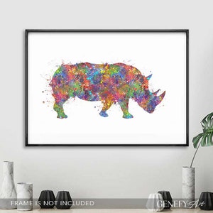 Rhinoceros Watercolour Art Print Wild Life Watercolour Art Print Rhino Prints Rhino Poster Animal Abstract Art image 2