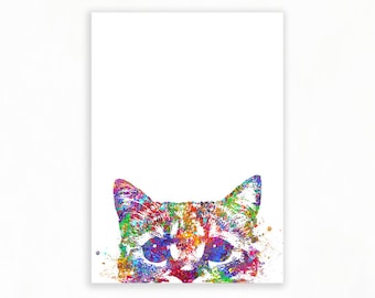 Cat Peeking Watercolour Art Print - Cat Poster - Cat Prints - Cat Portrait - Cat Wall Art - Cat Wall Decor - Cat Lover Gift