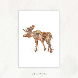 Moose Watercolor Art Print Moose Portrait Moose Art Print Moose Wall Decor Moose Wall Art Moose Decoration Housewarming Gift image 1